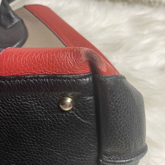 Giorgio Milano made in Italy pebble leather black, taupe & Red shoulder bag - Picture 13 of 13